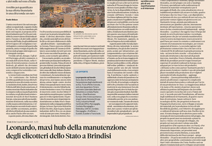Brindisi, inaugurato l’hub Leonardo per la manutenzione degli elicotteri 1